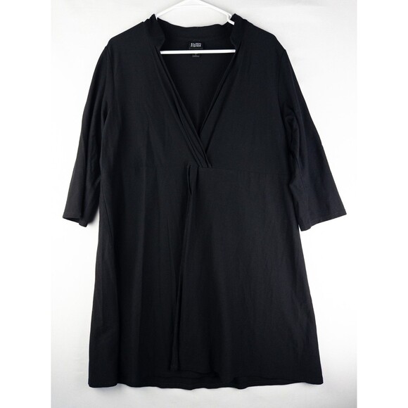 Eileen Fisher Blouse Womens L Black Minimalist Rayon Blend Solid Oversized - Picture 1 of 10
